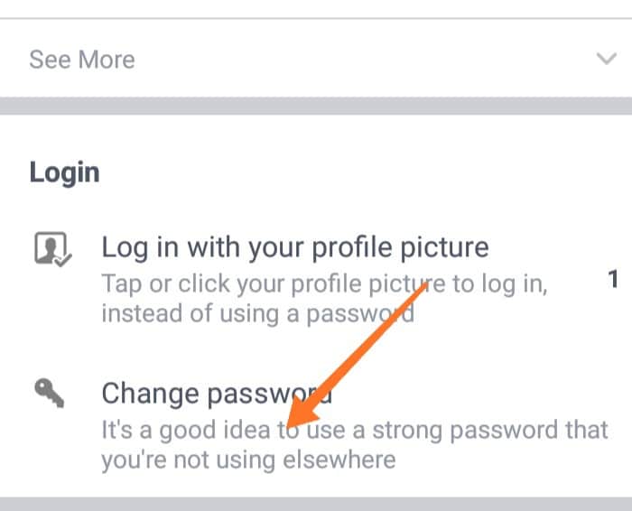Facebook Password change